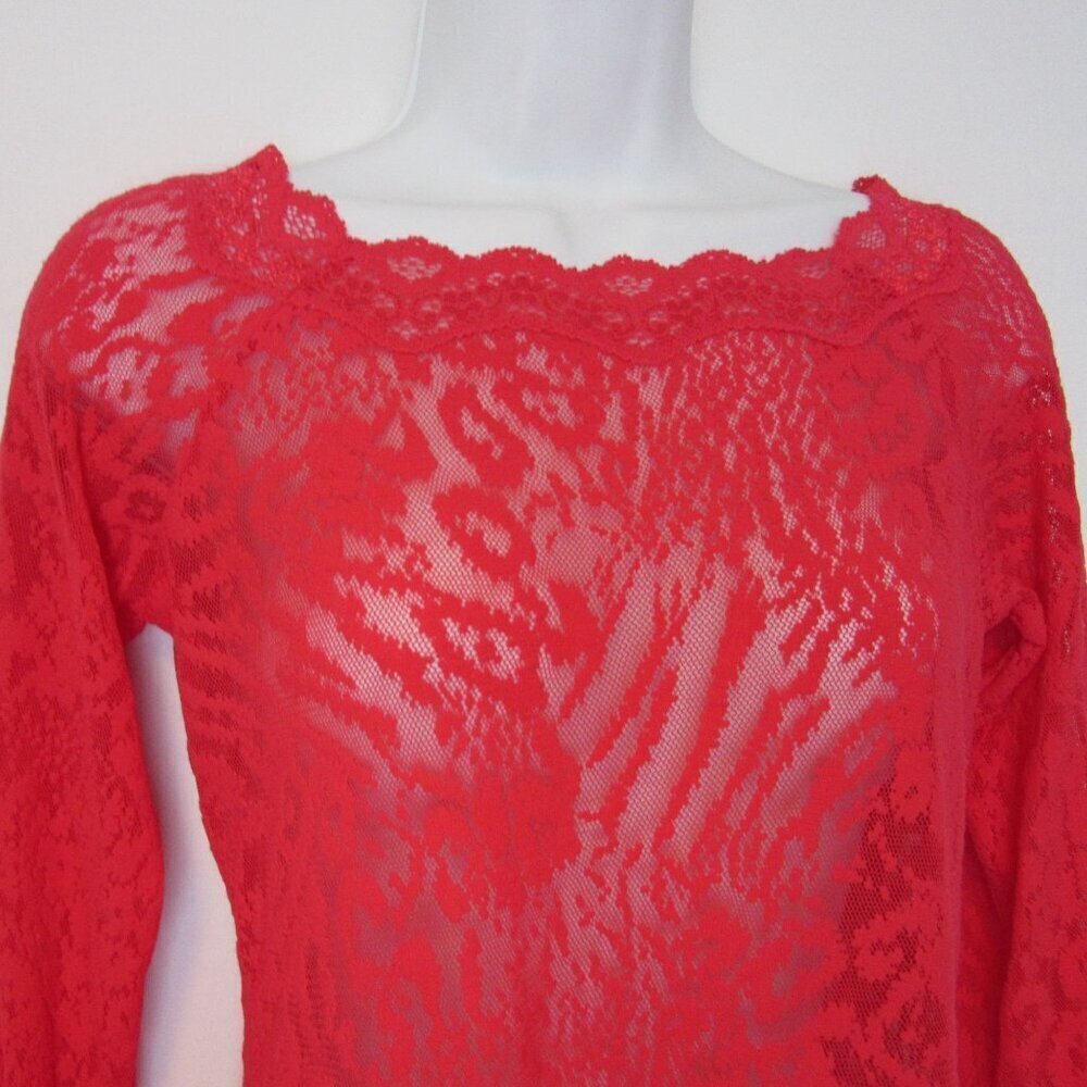Victoria Secret Dress Red Sheer Animal Print Bodycon Lace Party Womens Large - Picture 3 of 7